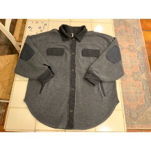 Free People Charcoal Sherpa Button-Up Jacket Oversized XL